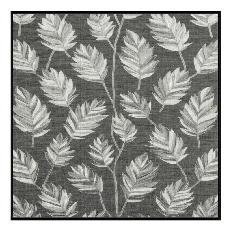 Machine Washable Botanical Gray Area Rug, Square 6'