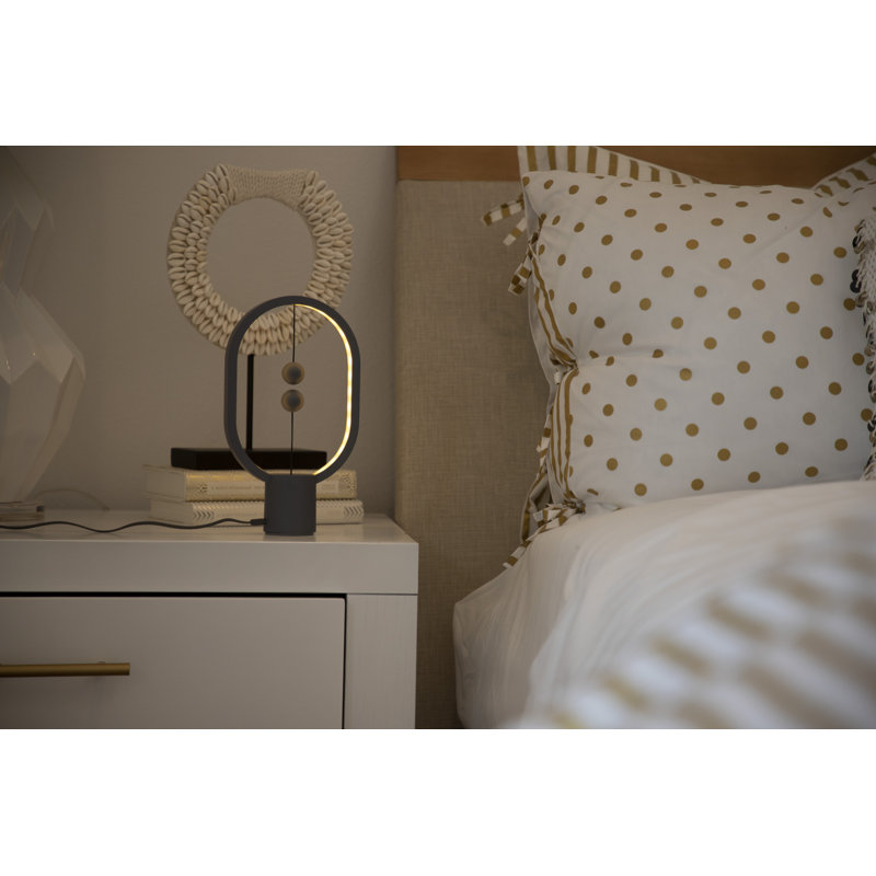 Lampe de table gris foncé 10 "avec prise USB et prise Boldin