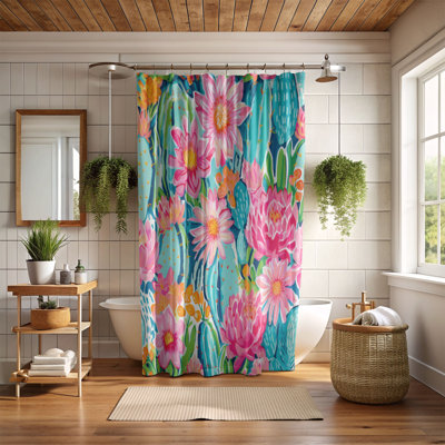 Rideau de douche standard 1 pièce Cactus Color Burst