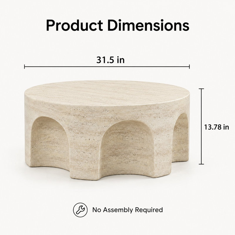 Table basse ronde avec base arquée