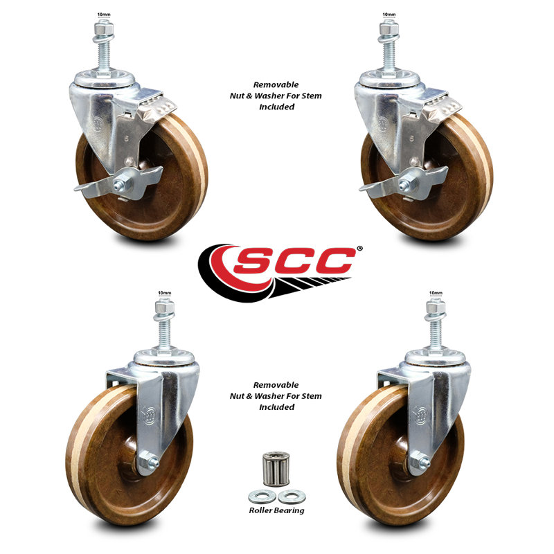 Temp Phenolic Wheel Swivel 10mm Threaded Stem Caster SCC