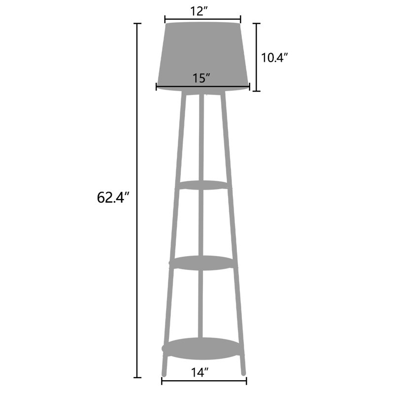 62.4'' Gold/Clear Column Floor Lamp with Outlet
