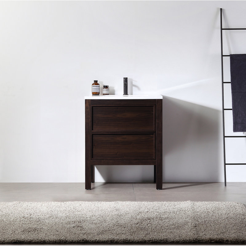 Meuble-lavabo simple 24 po Gonzalo, Noyer foncé