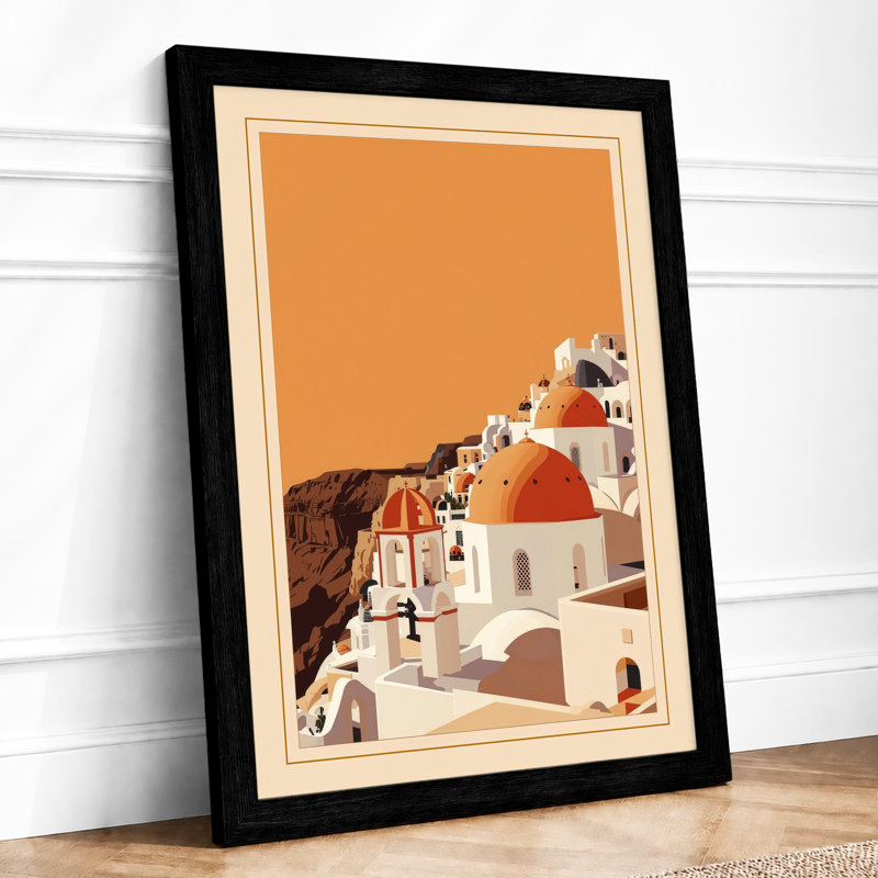 Hillside Mediterranean Retro - Print, A1 - 84.1 x 59.4 cm, Black