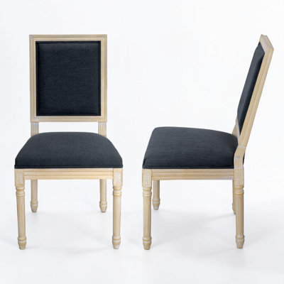 Amando High-End French Country Linen Upholstered Dining Chairs With Wire Drawing And Carving Techniques