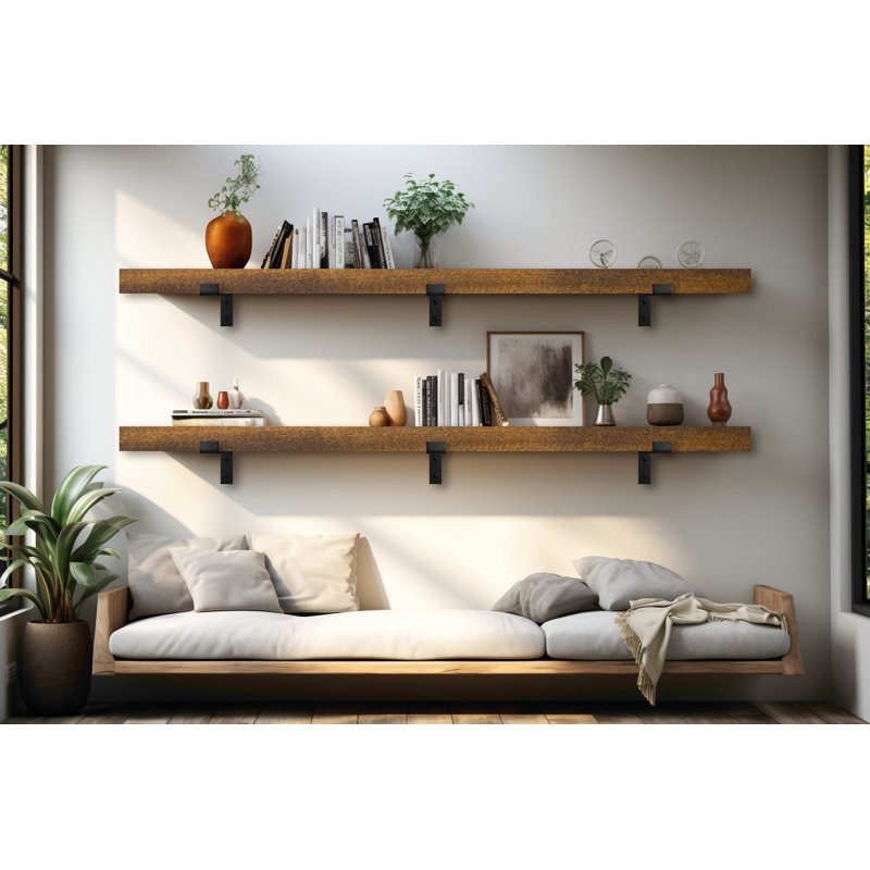 Dellaney 2 Piece Poplar Bracket Shelf, 2" H x 72" W x 4.5" D