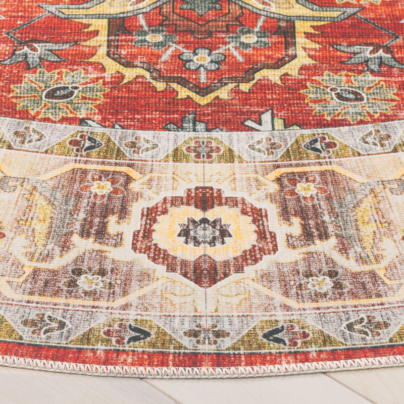 Ramil Performance Machine Washable Oriental Rug, Round 6'