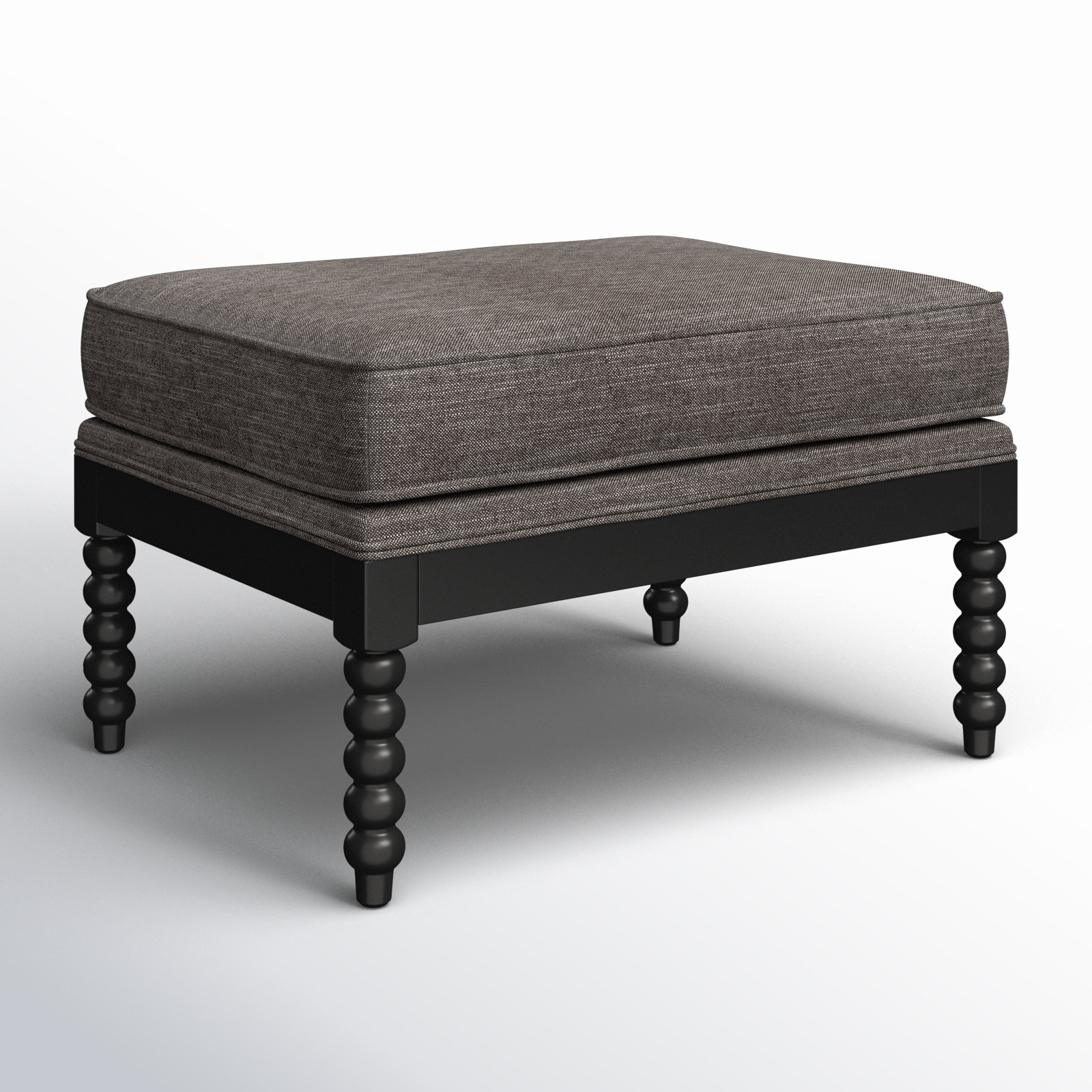 Berk Upholstered Ottoman, Gray, Black