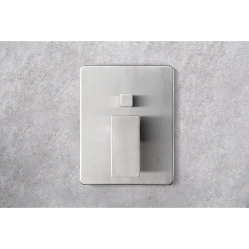 Icon Collection Shower System: 8" Square Rain Shower Head, Tub Spout, & Rough-in Valve Included - Brushed Nickel