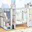 Lit simple superposé au-dessus de métal avec garde-robe et rangement, gris et blanc-60068737