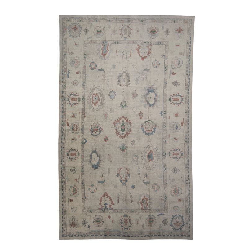 Tapis turc Oushak fait à la main 12 pi 8 po x 21 pi 3 po