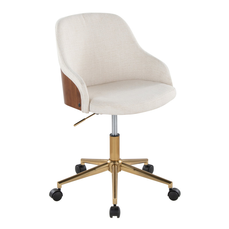 Hackler Fabric Office Chair, Cream, Gold