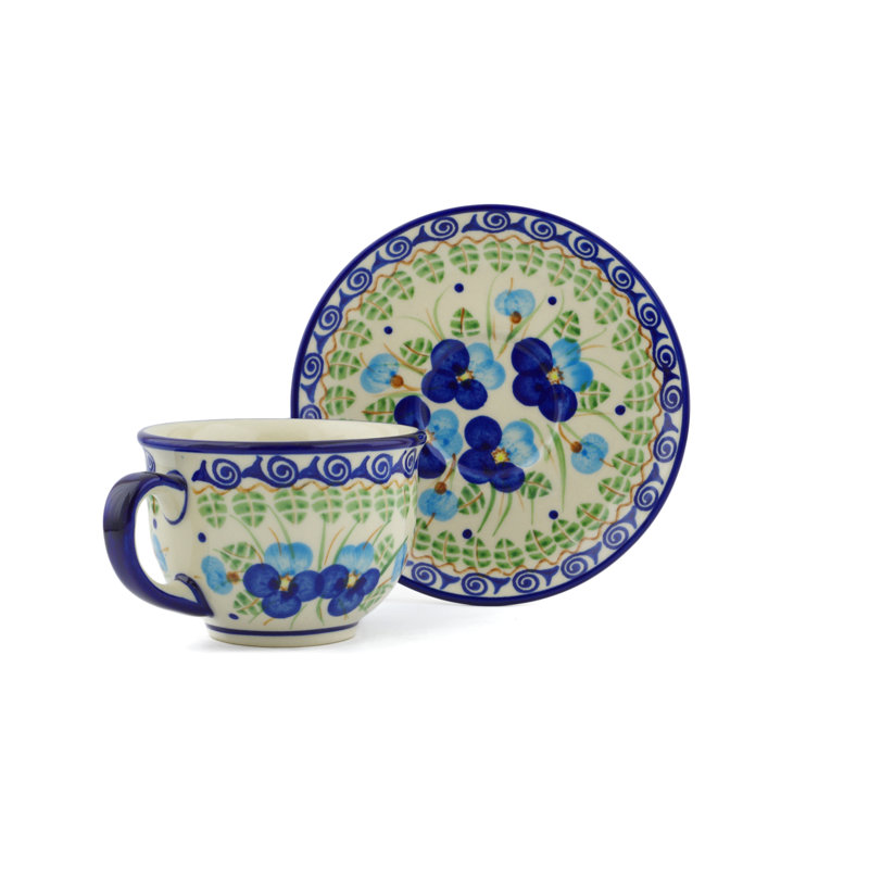Tasse à thé et soucoupe Polish Pansy, Bleu Pansy