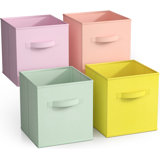 4 Pack 11" Foldable Fabric Storage Cube Bins with Handles