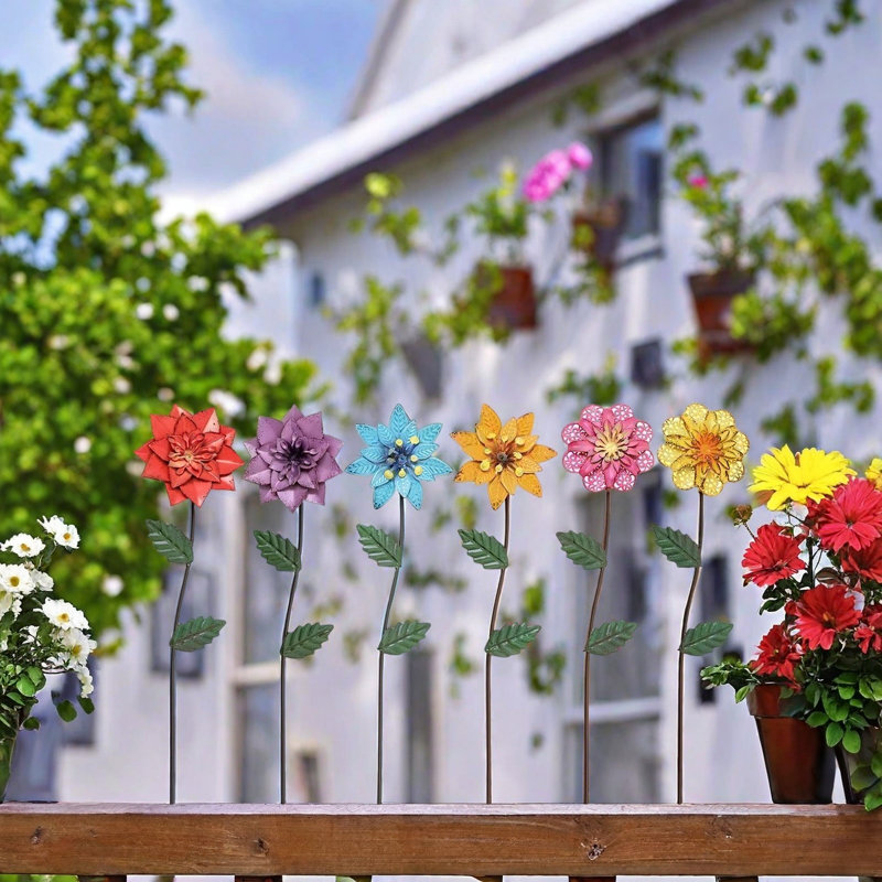 Décoration de jardin en métal avec piquets de jardin 6 pièces