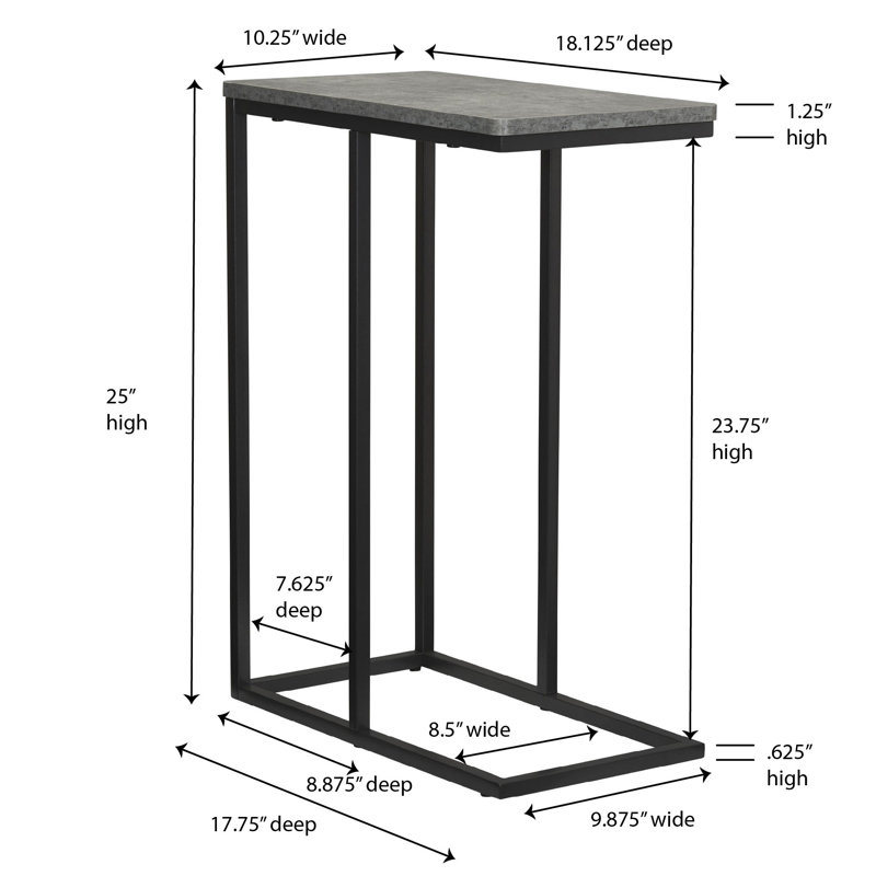 Gateshead End Table, Gray/Black