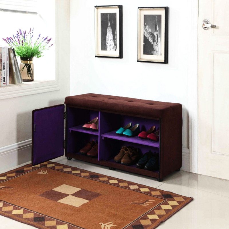 Rangement pour chaussures de 18 po de hauteur, brun - et dans le compartiment et rembourrage en mousse
