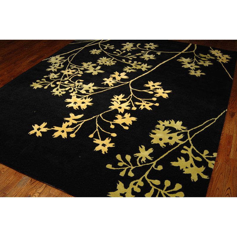 Tapis floral en laine et viscose touffeté à la main Carolette Soho, Rectangle 3 pi 6 po x 5 pi 6 po