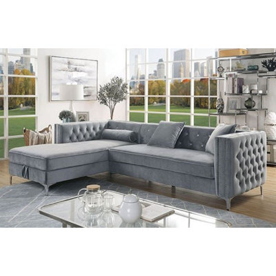 Canapé modulaire gris avec rangement gauche Aulla - 107 po