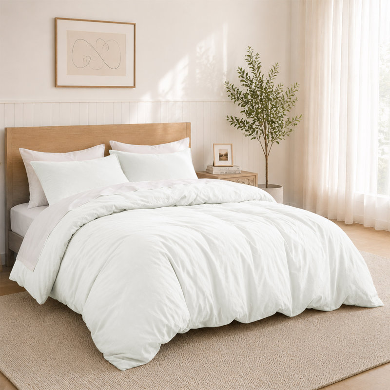 Ensemble de housse de couette 100% coton avec taies décoratives, ensemble de literie toutes saisons respirant et doux, très grand