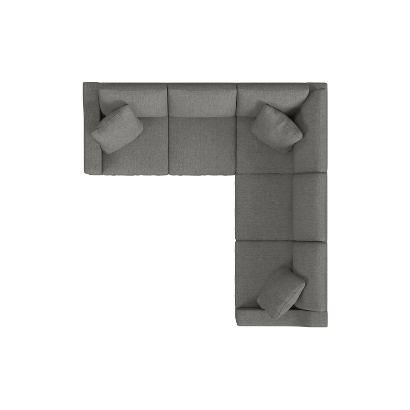 Canapé modulaire en coin rembourré Lockheart 5PC , Polyester gris