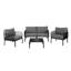 Ensemble de conversation pour patio 5 pièces, ensemble de mobilier modulaire d'extérieur moderne avec table basse carrée, coussin épais et imperméable pour terrasse, balcon-674956455-674956453