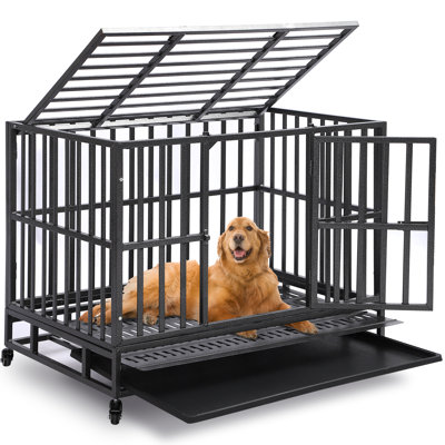 Heavy Duty Dog Crates for Large Dogs - 38 inch Folding Dog Kennel Extra Large Cage Crate