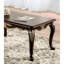 Table basse rectangulaire 1 pièce, style traditionnel élégant, en bois massif couleur tabac riche, pattes, détails et touches dorées, 122 cm L x 70 cm P x 52 cm H, ornements raffinés.