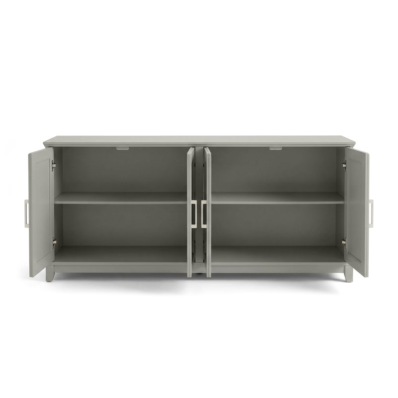 Meuble télé en bois massif à 4 portes Martha Stewart Bedford, Gris