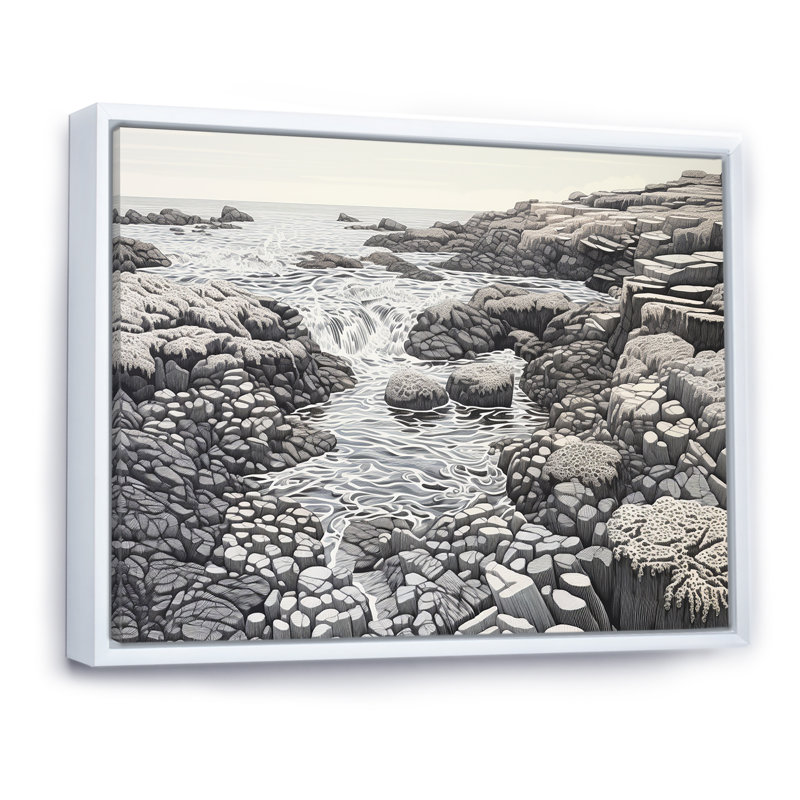 «Gray Abstract Landscape I», reproduction, Cadre flottant blanc, 34" H x 44" W