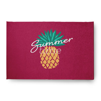 Tapis intérieur / extérieur en chenille tissé à la machine vert / jaune / rose Dansville