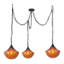 Luminaire suspendu noir mat à 3 lumières avec verre opale ambré Ashwell-270247241