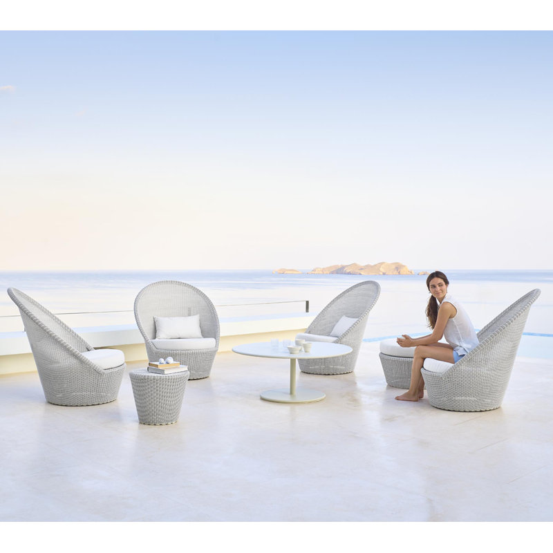Kingston Outdoor Round Side Table, White Gray