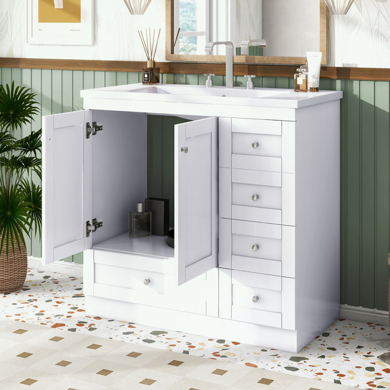 Rangement pour salle de bain Symirah, Blanc