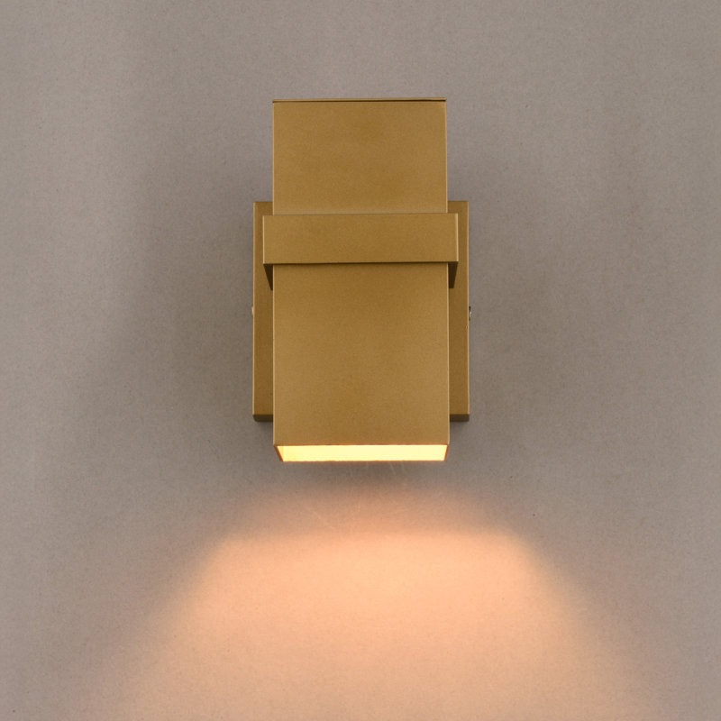  Lavage 7 in. H 1-Light Honeycomb Gold Contemporary Outdoor Wall Sconce made of Rust-Resistant Aluminum, LED Compatible, Dark Sky Compliant, Use for Exterior Porch Patio Front Door or Garage