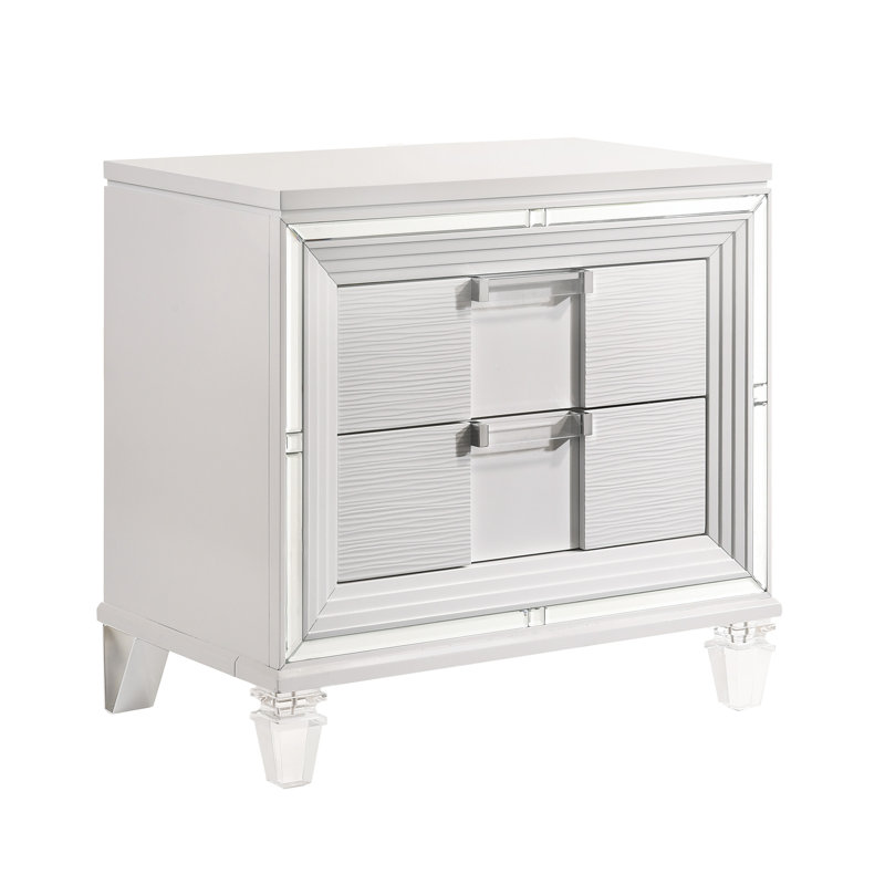 Table de chevet 2 tiroirs Bridgnorth, Blanc