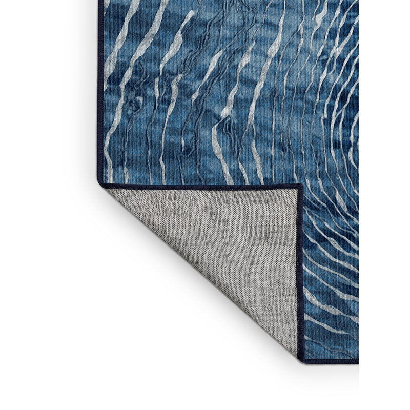 Machine Washable Blue Area Rug, Rectangle 7' x 9'