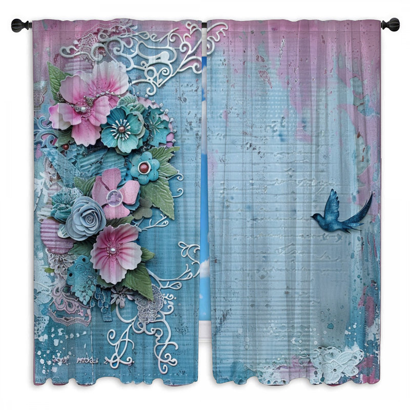 Rideaux à motif floral et voilage obscurcissant - 2 panneaux, 40in x 80in - 2 panels, Obscurcissement de chambre
