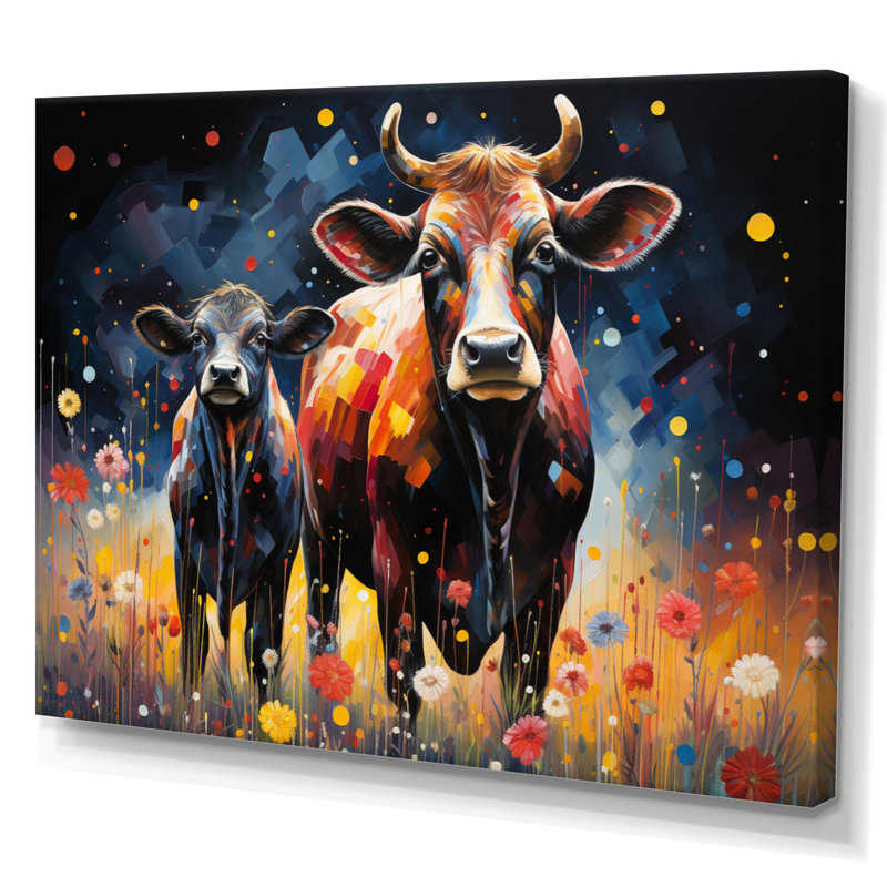 Impression sur toile encadrée, "Bovins pastoraux et pasteurs", Toile tendue, H 24 po x l 32 po x P 1 po