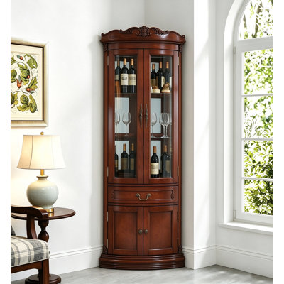 Armoire à vin d'angle en éventail avec portes doubles
