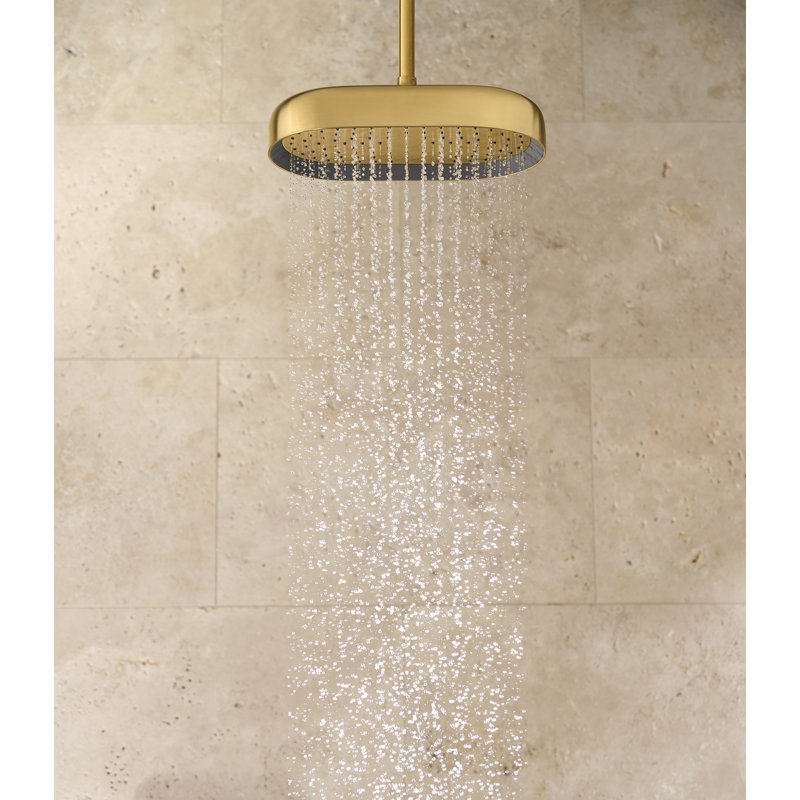 Statement 14" Single-Function Wall or Ceiling-Mount Round Rainhead, Oblong Rain Showerhead 2.5 GPM