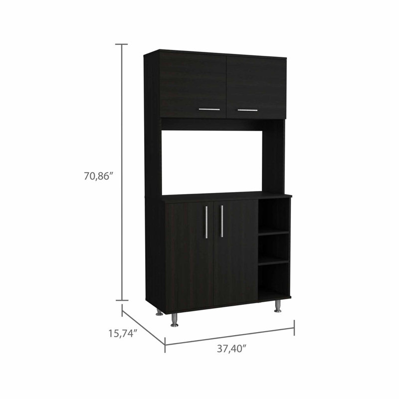 Garde-manger en bois noir 71 po, Noir