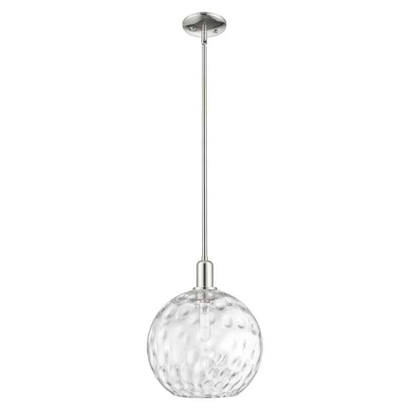 Mini-luminaire suspendu 1 lumière Arcadia - Sevier, Nickel poli, H 10,5 po x l 12 po x P 12 po