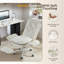 Chaise de bureau croisée beige en velours avec accoudoirs rabattables et repose-pieds-121632996-121632999