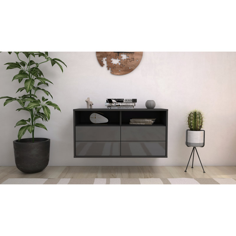 Somerby Unfinished Floating TV Stand, High Gloss Grey
