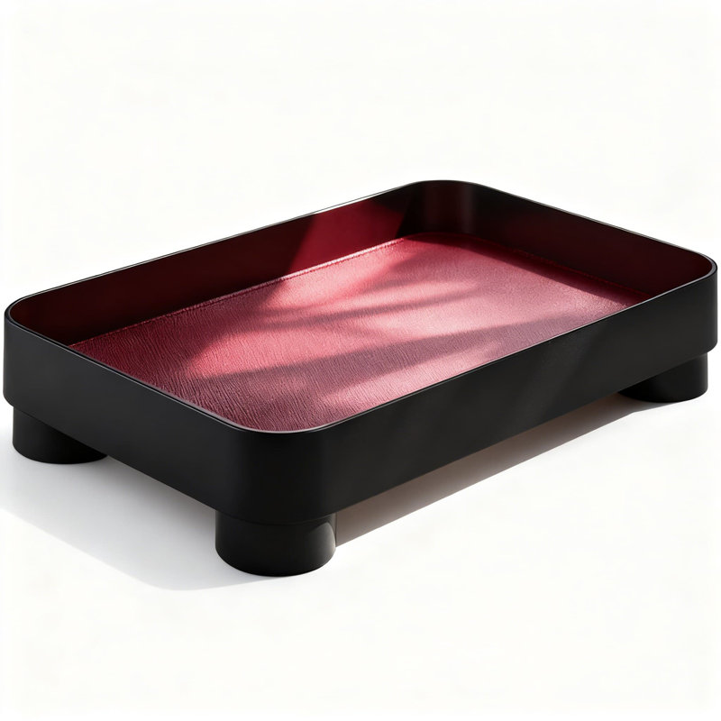 Black,European Vintage Leather Tray - Elegant Square Footed Organizer For Jewelry, Watches, Remote Controls, Bathroom Essentials, And Tabletop Decor