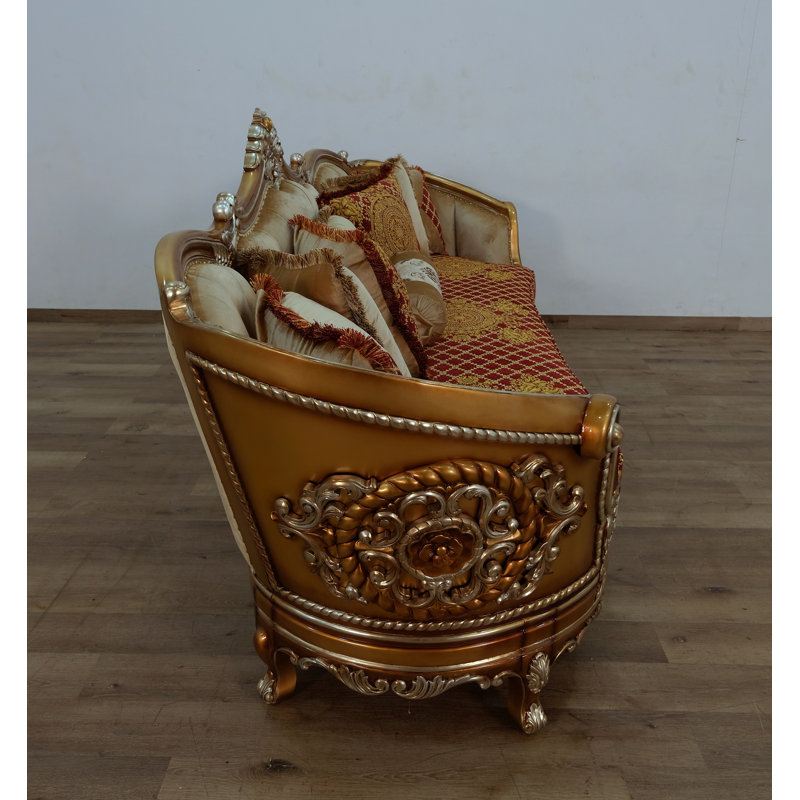 Saint Germain Velvet Sofa, Red/Gold Velvet