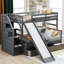 Lit superposé simple au-dessus de double gris avec caractéristiques multifonctionnelles - Comprend des tiroirs et un tiroir de rangement à finition lisse. Conception sécuritaire. Mobilier de chambre pratique peu encombrant. Buffer Slide