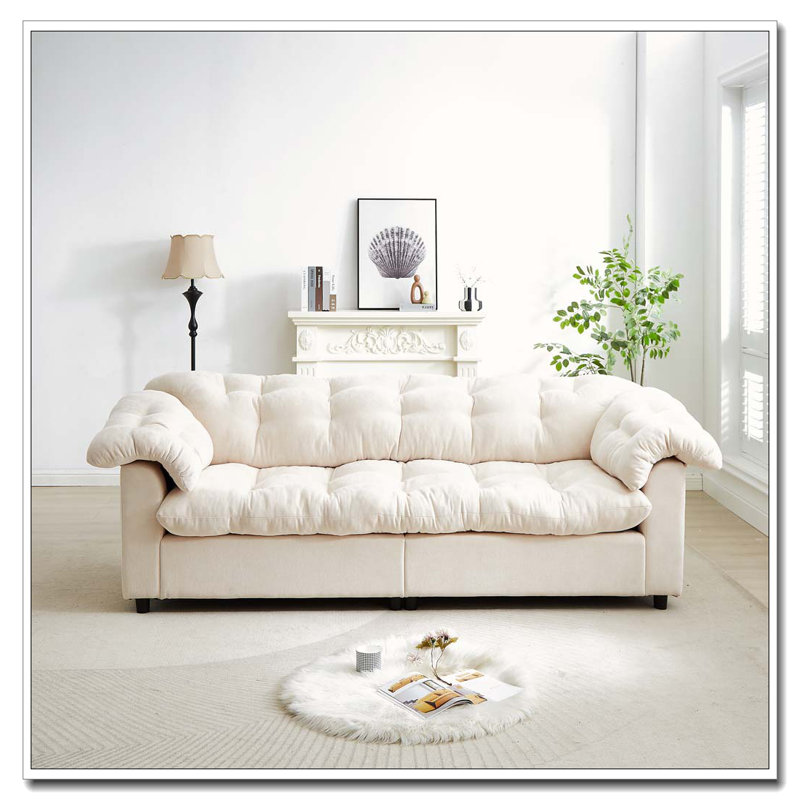 Canapé rembourré moelleux 94,8 po, Beige