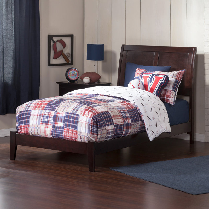  Lit de base en bois massif Lempley , Espresso, Simple